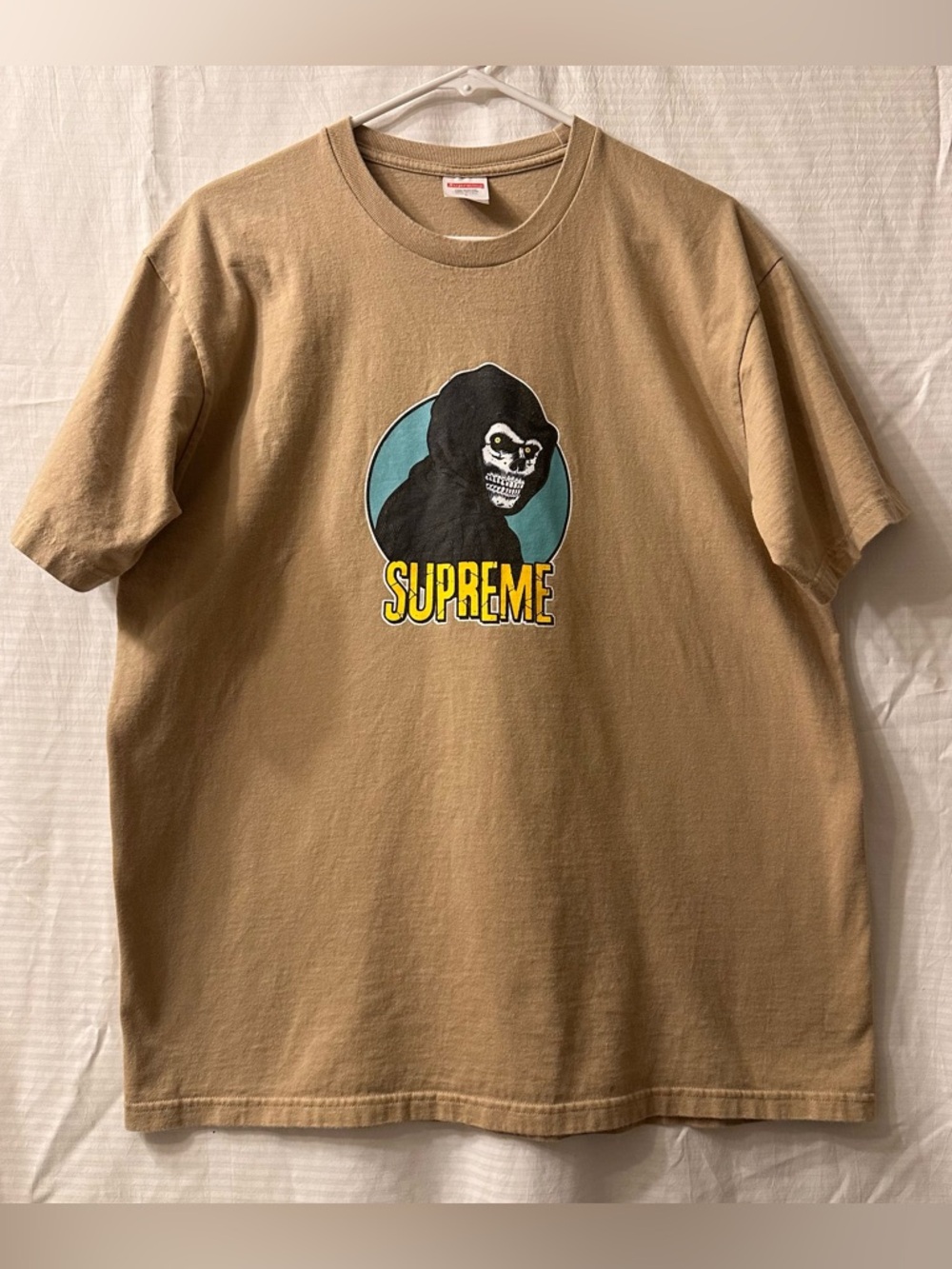 Y2K Supreme Reaper Tee Shirt Khaki Size Large 100% Cotton